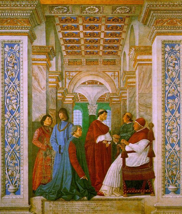 Sixtus II with his Nephews and his Librarian Palatina, Melozzo da Forli